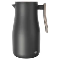 Alfi STUDIO Allure, schwarz matt mit Holz-Elementen, Isolierkanne aus doppelwandigem Edelstahl, Thermoskanne hält warm, kalt, Drehverschluss, Öffnung groß, BPA-frei,