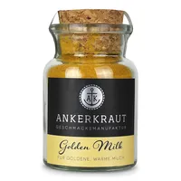 Ankerkraut Golden Milk Goldene Milch Gewürz, für Kurkuma-Latte, Macchiato, Kaffe oder Cappuccino, mit Ingwer, Muskat, Pfeffer, Zimt, 75 g im Korkenglas