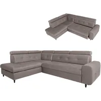 Roller Ecksofa - grey - Velvet - Liegefunktion und Staukasten - Recamiere links