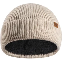 Beanie Merino Mütze mit Fleece weiß EINHEITSGRÖSSE