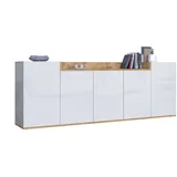 OTTO home BOLSENA 200 x 71,2 x 35 cm Weiß / Eiche Wotan