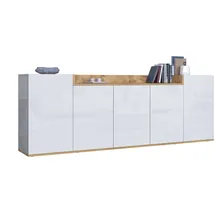 OTTO home BOLSENA 200 x 71,2 x 35 cm Weiß / Eiche Wotan