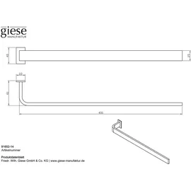 Giese Handtuchstange starr Schwarz matt 91652-14