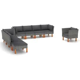 vidaXL Garten-Lounge-Set 9-tlg. Grau