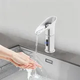 Sensor Wasserfall Wasserhahn berührungslose Armatur (silber) für Bad Küche