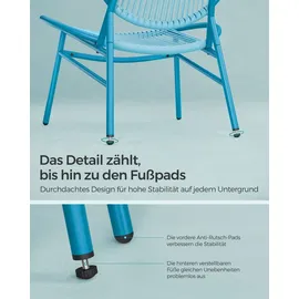 Songmics Balkonmöbel, 3er Set, mit Tisch, 2 Stühlen, seeblau