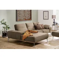 W.SCHILLIG Ecksofa run, Designsofa mit tollem Sitzkomfort, bequem, L-Form, mit elegantem Holzsockel, Füße in Silber matt, Breite 279 cm braun