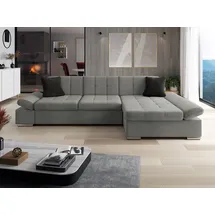 Mirjan24 Ecksofa Malwi mit Regulierbare Armlehnen, Schlaffunktion und Bettkasten, L-Form Sofa vom Hersteller (Polo 894 + Polo 897, Seite: Rechts) - Schwarz/Grau