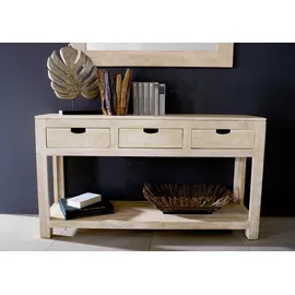 Massivmoebel24 NATURE WHITE Konsolentisch 140x40x78 beige