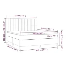 vidaXL Boxspringbett mit Matratze & LED Rosa 160x200 cm Samt