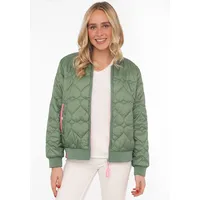 Zwillingsherz Bomberjacke "Be Happy", Damen, Gr. XXL, tannengrün, Steppware, Obermaterial: 100% Polyester, regular fit kurz, angesetztes Bündchen, Jacken Bomberjacke, modisch, Kontrastdetails, regular fit, langärmelig, mit Herzsticker, Topseller