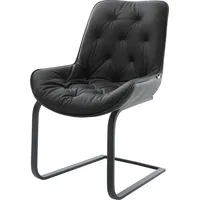 DeLife Taimi-Flex Echt-Leder Schwarz Freischwinger flach Schwarz