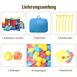 Costway Hüpfburg mit Gebläse inkl. 60 Bälle