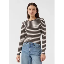 Comma, Gestreiftes Longsleeve mit dezentem Glitzergarn - braun|weiß - 32