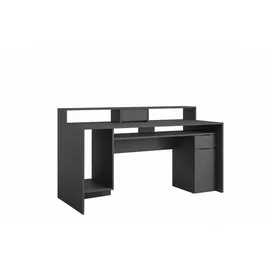 OTTO home Schreibtisch OTTO HOME "Peoria Computertisch mit Monitoraufsatz & Towerfach, viel Stauraum", graphit, graphit, graphit, B:160cm H:91cm T:70cm, Tische, Schreibtisch, Büroschreibtisch, Gamingtisch mit Schublade, modern, Breite 160 cm