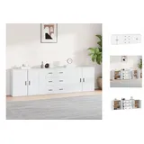 vidaXL Sideboards 3 Stk. Weiß Holzwerkstoff