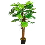 Decovego künstliche Fächerpalme, Kunstpalme, 180 cm aus Kunststoff in Grün, Kunstpflanze für Wohn- & Büroräume, Allergikerfreundlich & Pflegeleicht