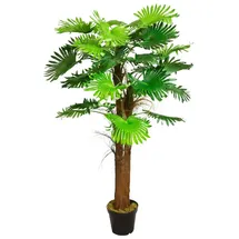 Decovego künstliche Fächerpalme, Kunstpalme, 180 cm aus Kunststoff in Grün, Kunstpflanze für Wohn- & Büroräume, Allergikerfreundlich & Pflegeleicht