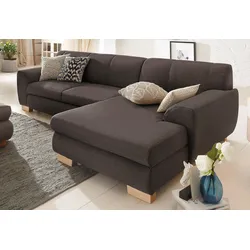 Ecksofa HOME AFFAIRE "Nika L-Form", braun, B:277cm H:84cm T:84cm, Struktur fein (100% Polyester), 100% Polyester/ 85% Polyester+15% Polyacryl Melrose/Struktur, Sofas, Polsterecke, Struktur fein oder Melrose/Struktur, mit Bettfunktion