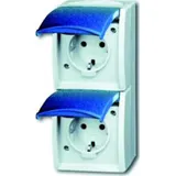 Busch-Jaeger Steckdose,senkrecht,2fach Klappdeckel,erh. Ber 20-02 EBW-53