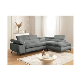 S-Style Eckcouch Cord 2-Sitzer Grau