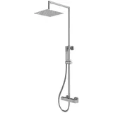 Mariner Linea Duschsystem mit Thermostat, Metall-Stabhandbrause und Edelstahl-Kopfbrause eckig, WLS5301-CS,