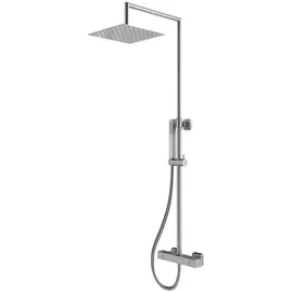 Mariner Linea Duschsystem mit Thermostat, Metall-Stabhandbrause und Edelstahl-Kopfbrause eckig, WLS5301-CS,