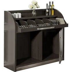 Besteckschrank | 110cm | Wenge/Schwarz | 1x Tür | Soft-Close | Besteckschränke, Besteckschrank Gastronomie, Kellnerstation