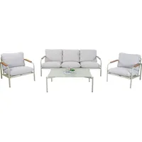 Mendler Aluminium-Gartengarnitur HWC-O11, Outdoor 3-Sitzer Sitzbank Sessel Sofa, Olefin
