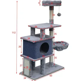 fudajo Kratzbaum 112 cm dunkelgrau