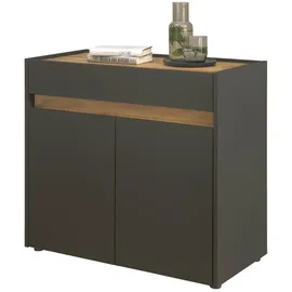 furn.design Anstellcontainer, grau matt und Wotan Eiche Büroschrank für Homeoffice und Büro 80 x 70 cm