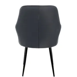 ECD Germany – Esszimmerstühle 2er Set Dunkelgrau | Samtbezug, Armlehnen, Metallbeine, ergonomische Esszimmer- & Küchenstühle