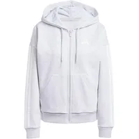 adidas Essentials 3-Stripes Full-zip Fleece Hoodie light grey heather/white XS