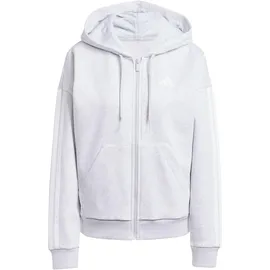 adidas Essentials 3-Stripes Full-zip Fleece Hoodie light grey heather/white XS