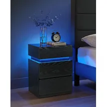 alasans Nachttisch mit LED-Beleuchtung, mit 3 Schubladen, schwarz - Schwarz