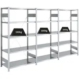 Proregal Schwerlastregal Metall 200x300x50 cm silber 5 Ebenen je 150 kg Fachlast