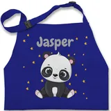 Kinderschürze Schürze Kinder Jungen Mädchen - Süßer Panda Pandabär Pandabären - 7-14 Jahre - Royalblau - pandabären￼ name kochschürze bär kindergarten personalisierte personalisierter - 7-13 Jahre
