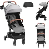 Vevor Kinderwagen 71 x 44 x 107cm, mit 95°-175° verstellbarer Rückenlehne und 0/90° verstellbarer Fußstütze und Ein-Klick-Faltfunktion, Kinderbuggy mit Getränkehalter und Tragetasche, Dunkelgrau