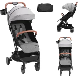 Vevor Kinderwagen 71 x 44 x 107cm, mit 95°-175° verstellbarer Rückenlehne und 0/90° verstellbarer Fußstütze und Ein-Klick-Faltfunktion, Kinderbuggy mit Getränkehalter und Tragetasche, Dunkelgrau