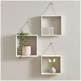 Hti-Living Wandregal 3er Set Viola 40 x 12 x 10 cm Weiß