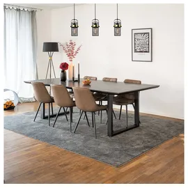 Home Deluxe Essgruppe Eckig AVENCIA inkl. U-Fuß - 240 x 120 cm Dark Oak, (7-tlg), MDF Esstisch mit U-Fuß & Esszimmerstühle für Esszimmer & Wohnzimmer braun|grau