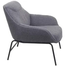Mendler Lounge-Sessel HWC-J77, Cocktailsessel Sessel, Bouclé Stoff Metall ~ dunkelgrau