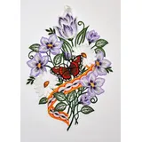 Stickereien Plauen Fensterbild STICKEREIEN PLAUEN "Blumenband Fensterbild" Gr. 1, lila (flieder), B:21cm H:30cm, Polyester, Fensterbilder, Fensterbild "Blumenband"