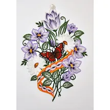 Stickereien Plauen Fensterbild STICKEREIEN PLAUEN "Blumenband Fensterbild" Gr. 1, lila (flieder), B:21cm H:30cm, Polyester, Fensterbilder, Fensterbild "Blumenband"