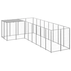 vidaXL Hundezwinger 2,2 m x 4,4 m x 1,1 m Stahl Silber