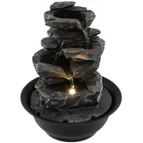 COSTWAY Zimmerbrunnen, Wasserbecken BxT: 21.5x21.5 cm, Tischbrunnen mit LED Beleuchtung & Pumpe schwarz