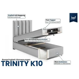 Best For Home Boxspringbett mit Bettkasten Trinity K10 Einzelbett - Beige, Höhe ca. 18 cm, Rechteckig, 80x200 cm, Schlafzimmer, Betten, Boxspringbetten