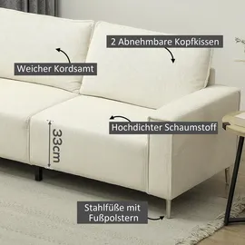 Homcom Sofa, Beige, Textil, 193x80x77 cm, Wohnzimmer, Schlafzimmer 193 x 77 x 80 Cremeweiß