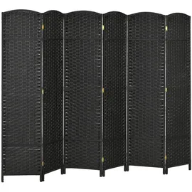 Homcom Paravent Schwarz Kunststoff, 1.6x170x240 cm Raumteiler & Paravents, Paravents