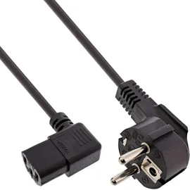InLine Netzkabel, Schutzk. gew. / Kaltgerätest. C13 links abgew., schwarz, 3m